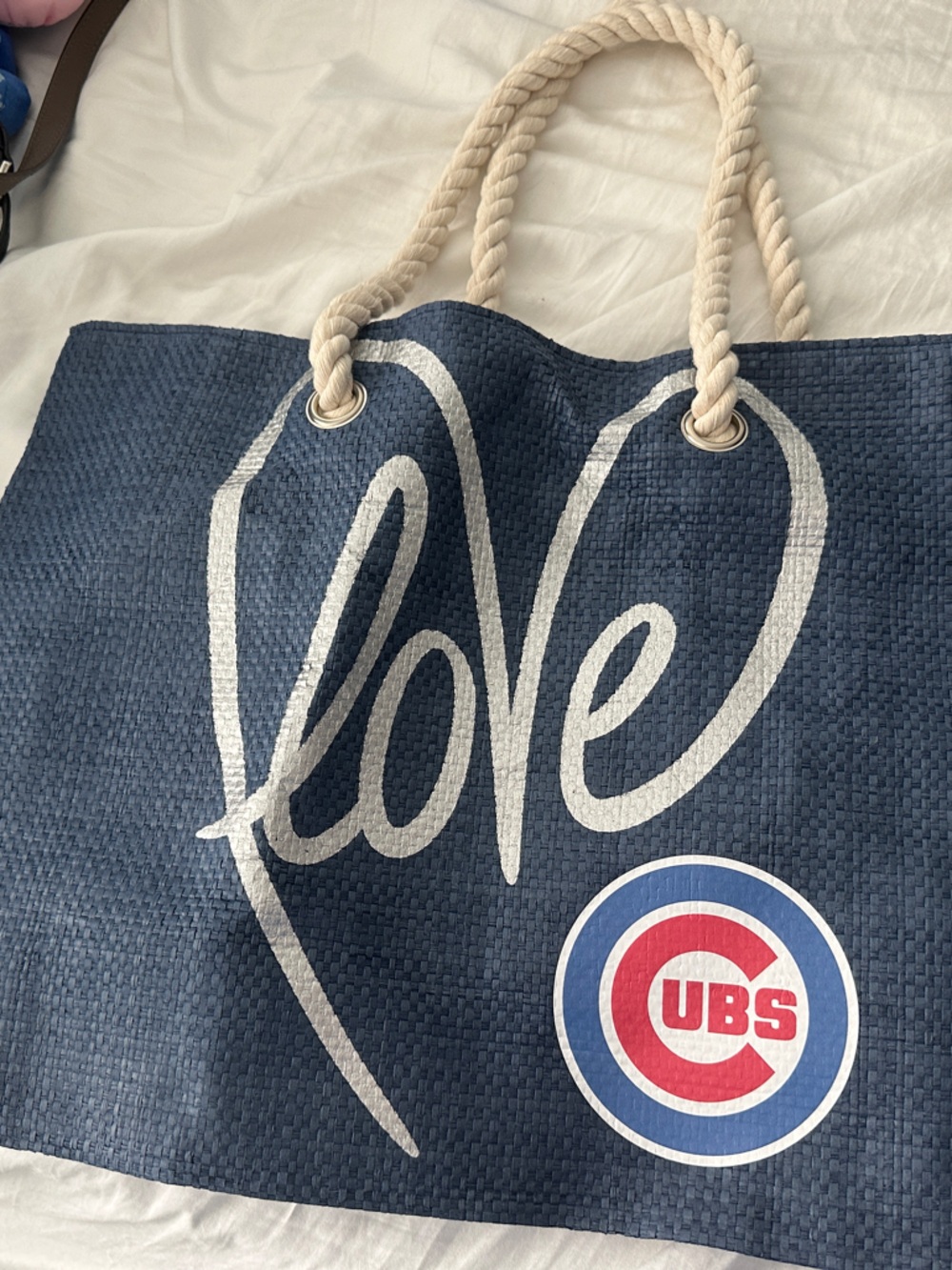 Chicago Cubs Navy 'Love' Rope-Handle Tote Bag